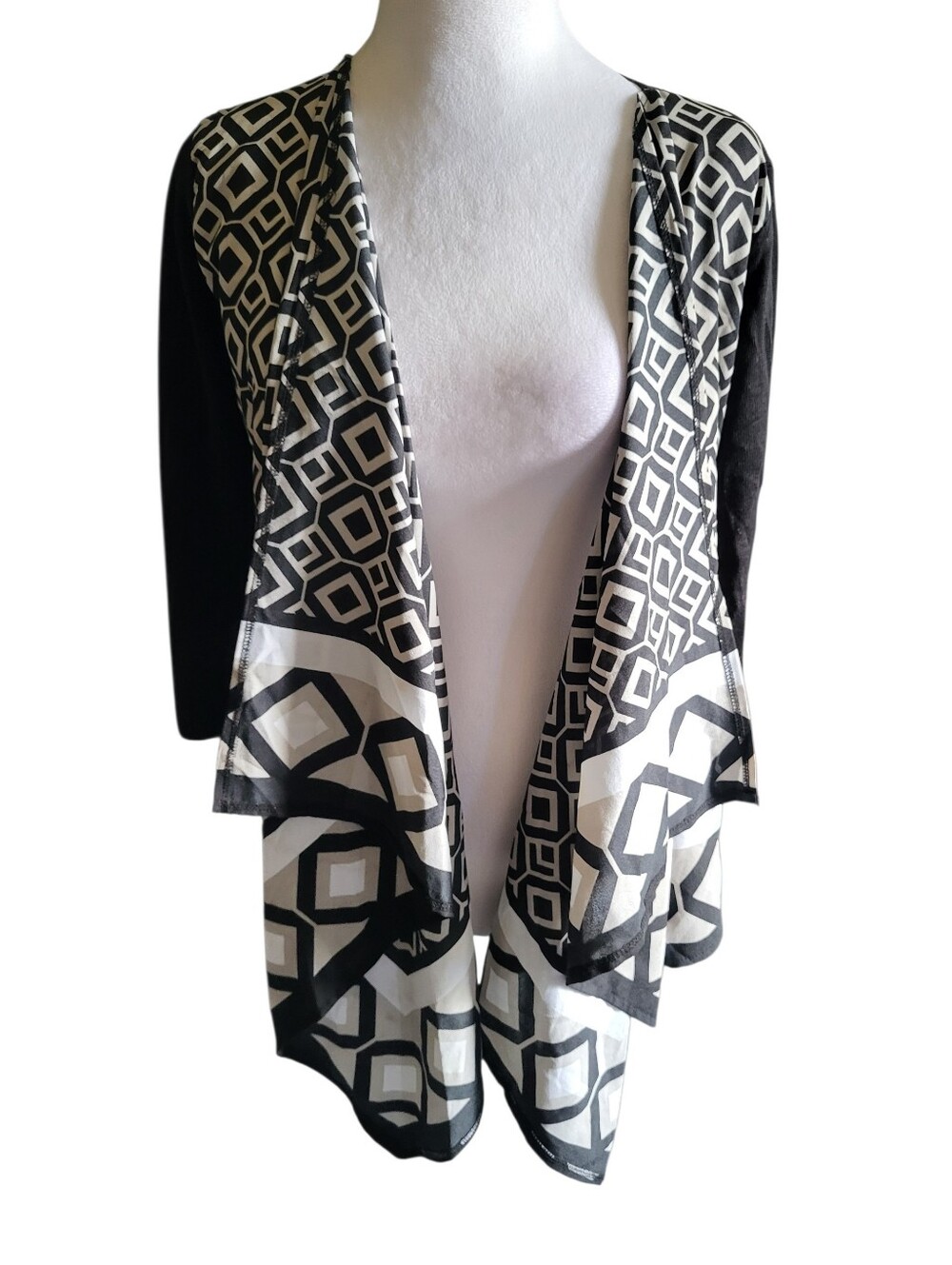 New York & Company Open Front Cardigan Black/White sz XS